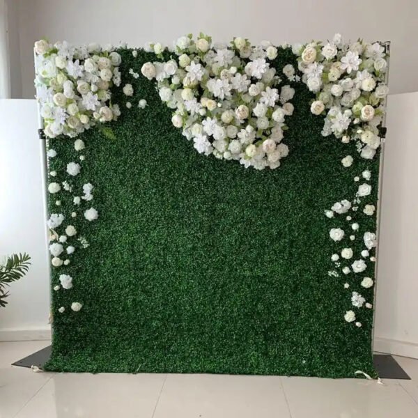 Green and white flower backdrop